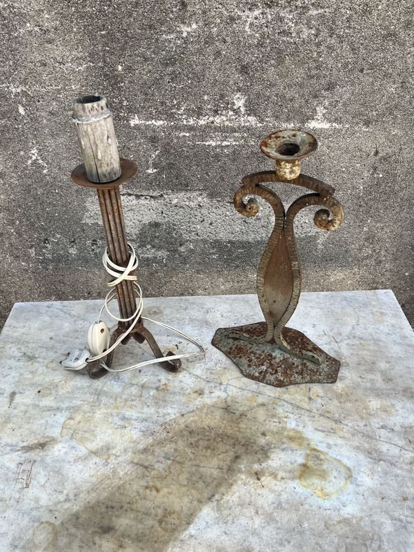 Lámpara y velero de hierro antiguo - imagen 2