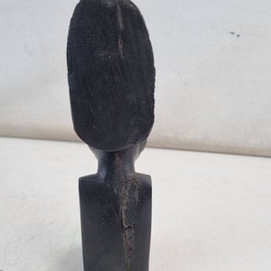 Busto Decorativo Figura Africana Tocado Tallado Pátina Oscura - imagen 7