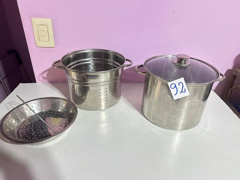 Olla de acero inoxidable con colador y tapa - imagen 2