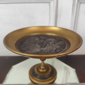 Tarjetero de Bronce Dorado con Grabado "Le Dénicheur" - B. Wicker, 1865 - imagen 1