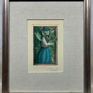 Grabado "Susana y los mirones" de Luis A. Solari, 1989 - imagen 2