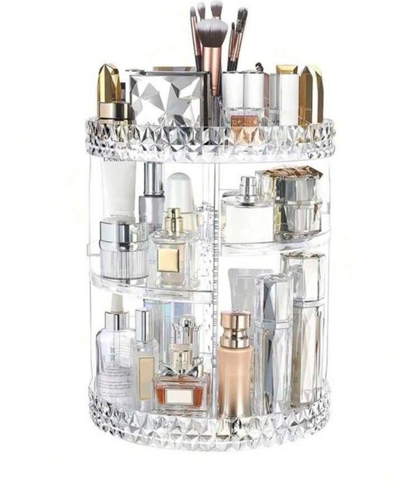 Organizador Giratorio Transparente para Perfumes y Cosméticos