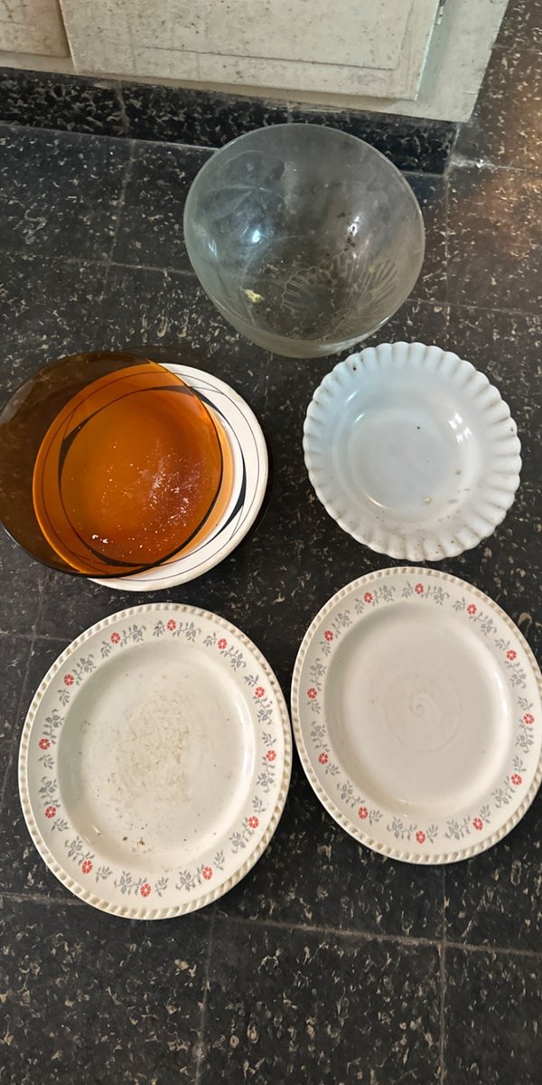 Set de 2 Platos y 2 Cuencos de Vidrio