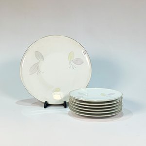 Juego de Postre Porcelana Bavaria Blanco Decoración Floral (7 Piezas) - imagen 1