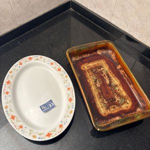 Juego de Fuentes Oval y Rectangular de Porcelana China - imagen 1