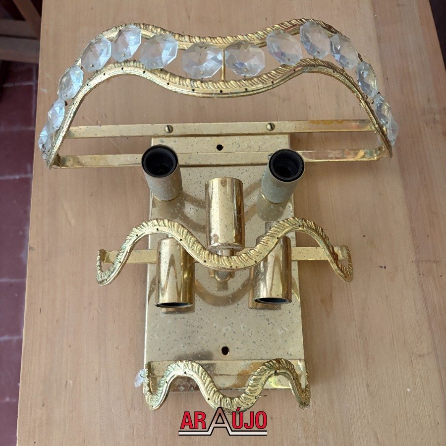 Aplique de Pared Dorado con Cristales para Restaurar