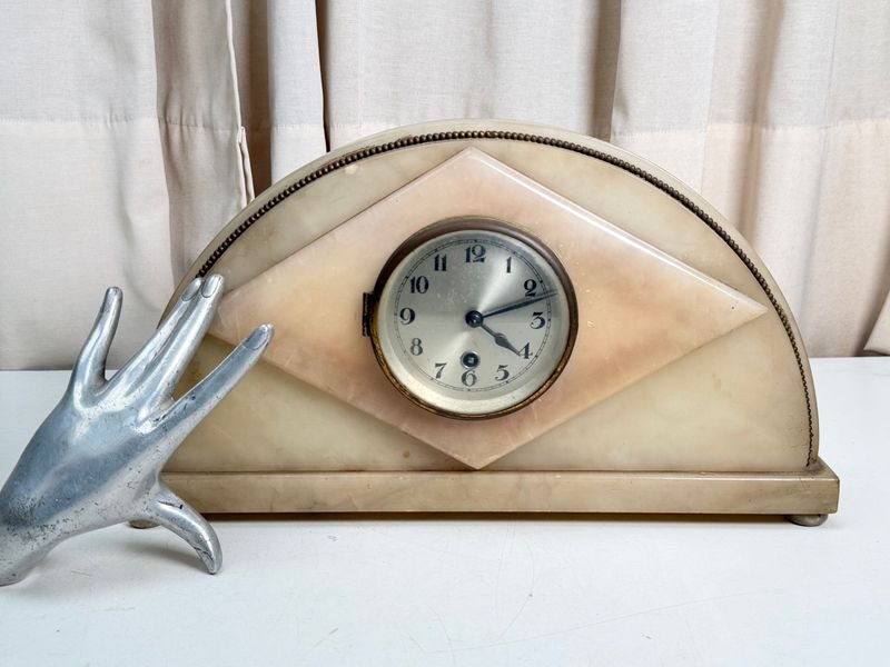 Reloj de Mesa Art Decó en Mármol y Bronce