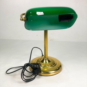 Lámpara de Escritorio de Bronce con Tulipa Verde Opalina - imagen 2