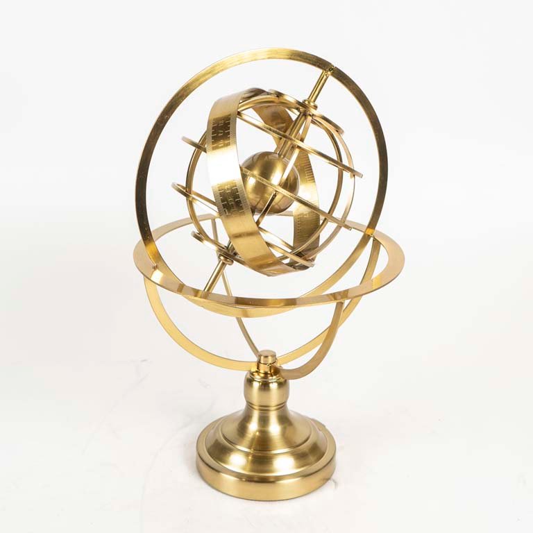 Esfera Armilar Decorativa de Metal Dorado