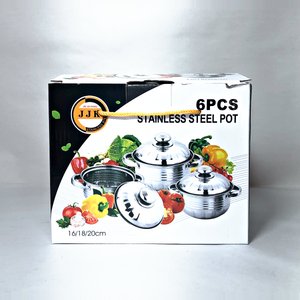 Juego de 3 Cacerolas Acero Inoxidable Acanaladas con Tapas y Asas Metálicas - imagen 4