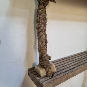 Escalera Marinera Rústica con Peldaños de Madera y Soga Gruesa - imagen 3