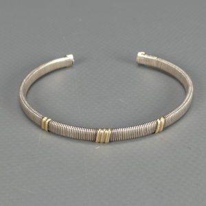Pulsera Rígida de Plata y Oro Ajustable - imagen 4