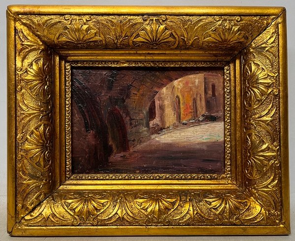 Lote siguiente: Pintura Oleo sobre Cartón - Callejon