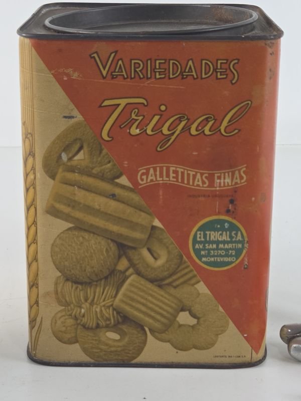 Antigua lata de galletitas finas Trigal en chapa litografiada - imagen 5