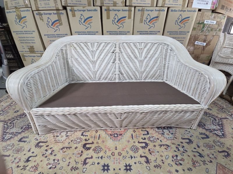 Sofá de Ratán Blanco para Dos Cuerpos