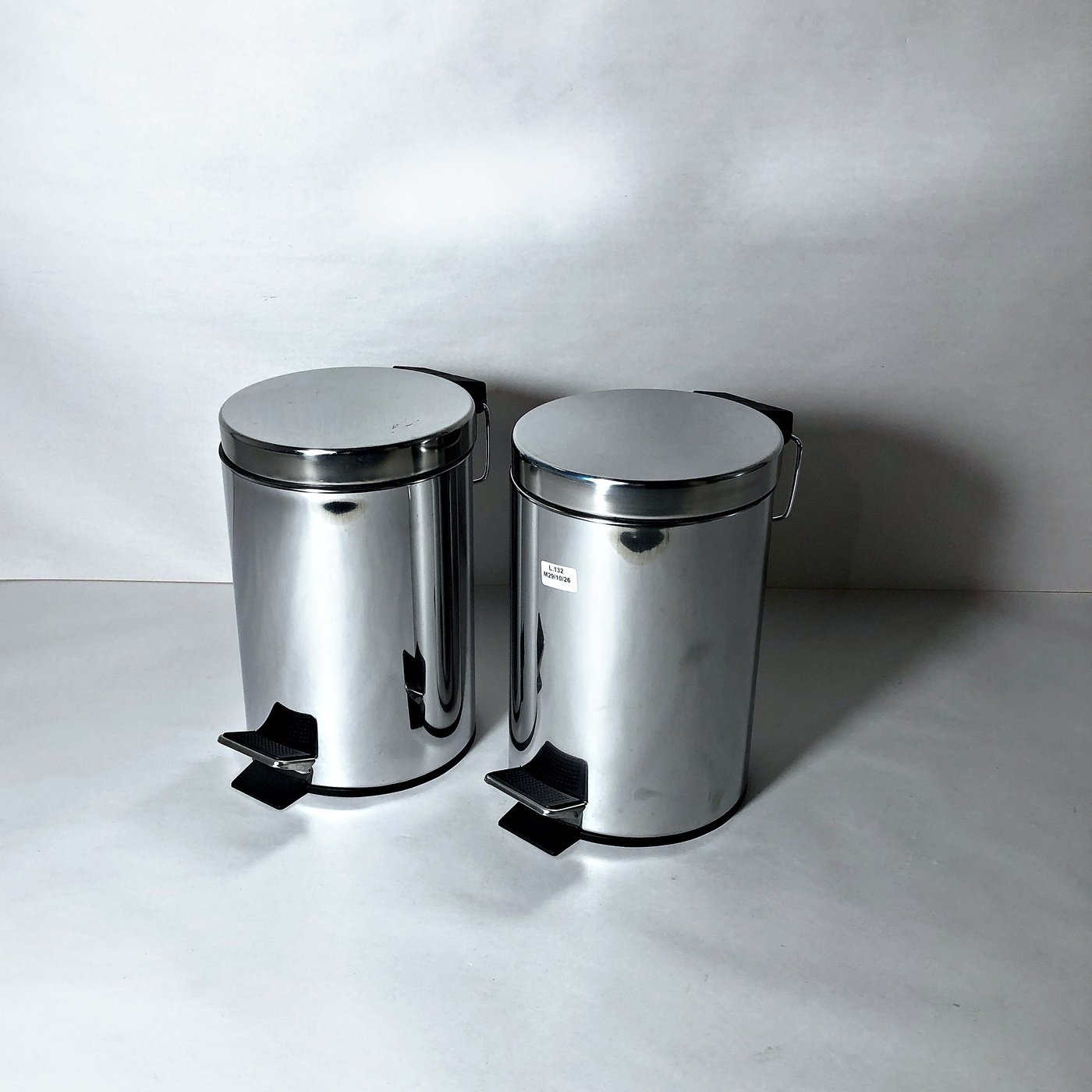 Set de 2 Papeleras Redondas de Acero Inoxidable con Pedal - 3 Litros