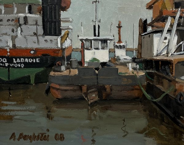 Oleo "Puerto" de Alvaro Podesta, 20 x 25 cm, Firmado y Fechado 2008 - imagen 1