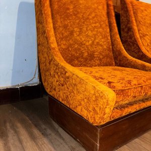 Par de Butacas Estilo Retro en Terciopelo Naranja - imagen 2