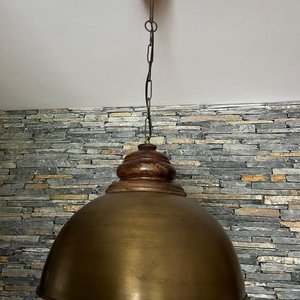 2 Lámparas Galponeras de Bronce y Madera Estilo Industrial - imagen 3