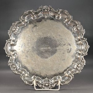 Bandeja Antigua de Plata con Grabados y Borde Decorado - imagen 8