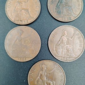 Lote de 6 Monedas "One Penny" de Bronce - imagen 2