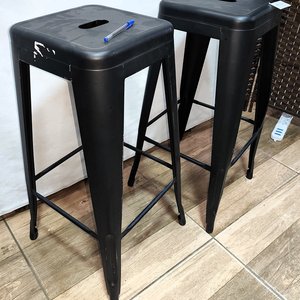 Lote de 2 bancos altos tipo bar Tolix metálicos apilables - imagen 4