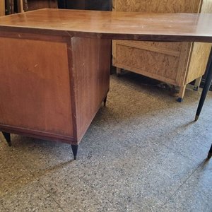 Escritorio Vintage de Diseño en Madera con Patas Cónicas y Cajonera - imagen 9