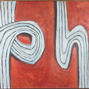 Mario Lorieto - Óleo Abstracto sobre Lienzo con Marco Dorado - imagen 4