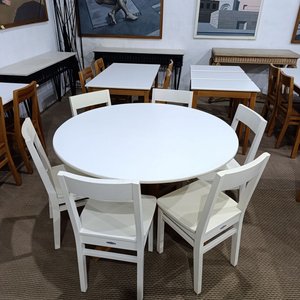 Mesa Redonda Delfino Álvarez de Madera Maciza con Tapa Blanca - imagen 4