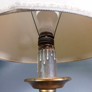 Par de Lámparas de Mesa Vintage Madera Dorada a la Hoja - imagen 6