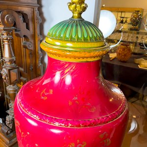 Gran Potiche Giratorio Royal Bonn en Porcelana Alemana con Pedestal - imagen 2