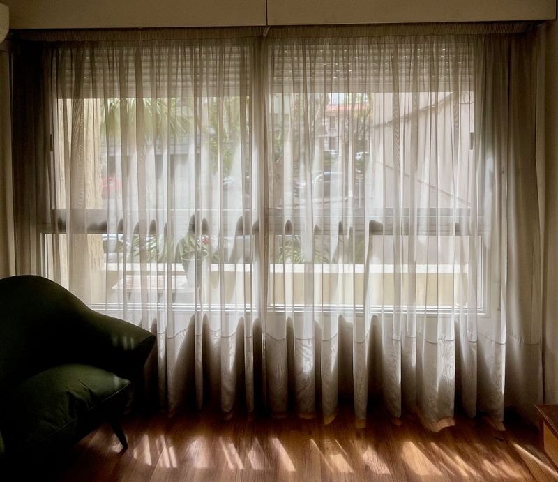 Cortinas de Voile Blancas, 2 Paños para Ventanal de 3 Metros