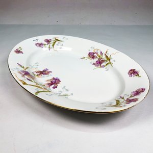 Fuente Oval Limoges Francia Porcelana Blanca Floral 40x28cm - imagen 3