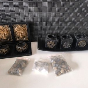 Set Decoración Zen Budas y Portavelas con Piedras - imagen 1