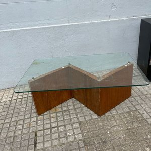 Mesa de Living con Tapa de Vidrio y Biblioteca Negra - imagen 5