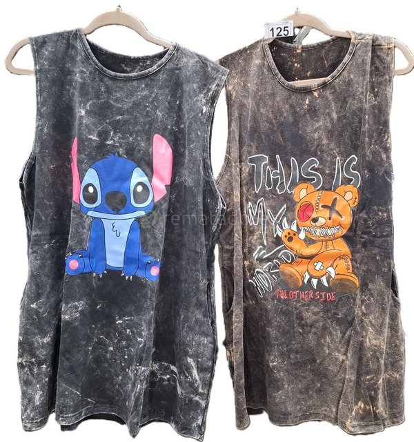 Remera sin mangas estampada Stitch y Oso Teddy