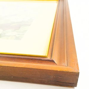 Cuadro de Flores y Aves, Grabado a Color, Marco de Madera - imagen 3