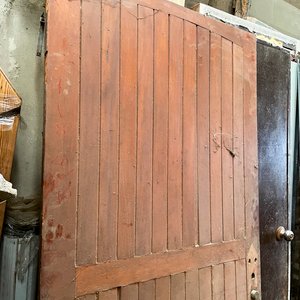 Hoja de Puerta Antigua de Madera Lambriz Oscura - imagen 3