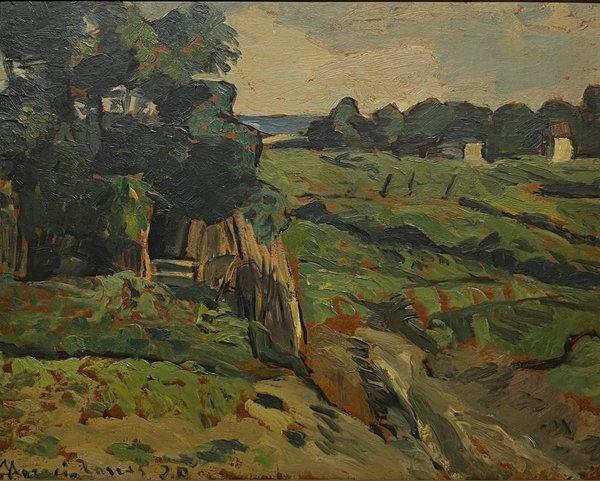 Oleo sobre tabla "Chacras de Carrasco" de Horacio Torres, 1950 - imagen 1