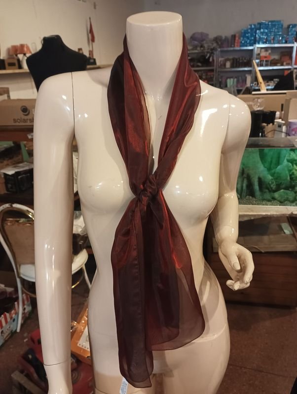 Pashmina de seda Translucida bordeaux - Ropa de alta calidad - imagen 3