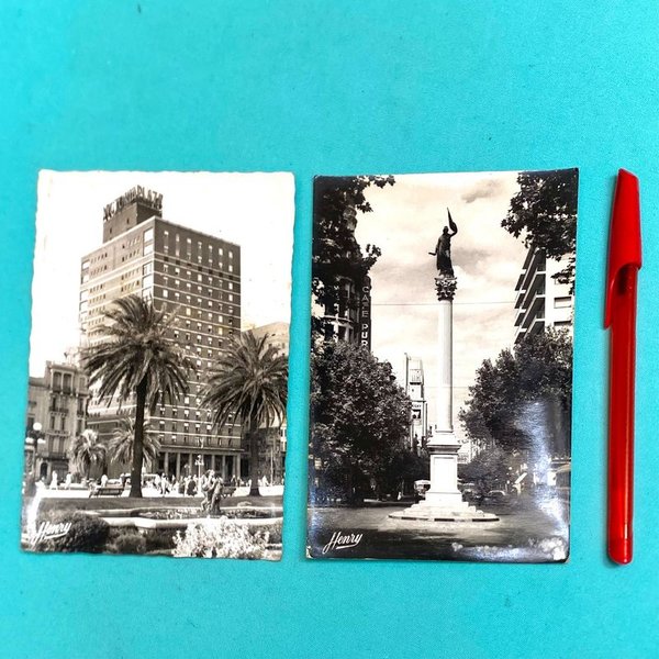 Lote de 2 Postales Antiguas: Hotel Victoria Plaza y Plaza Cagancha/Libertad, Montevideo - imagen 1