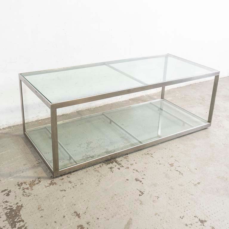 Lote anterior: Mesa baja de acero inoxidable con tapa y estante de vidrio