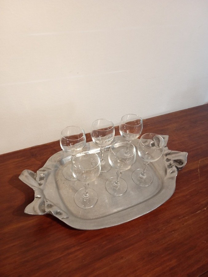 Fuente de porcelana con copas de vidrio - imagen 4