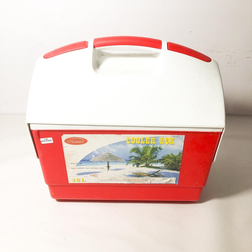 Conservadora Heladera Portátil Roja y Blanca 20 Litros