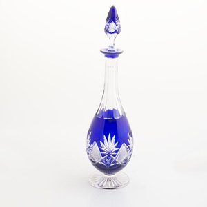 Botellón de Cristal Azul Tallado con Tapón - 33cm - imagen 1