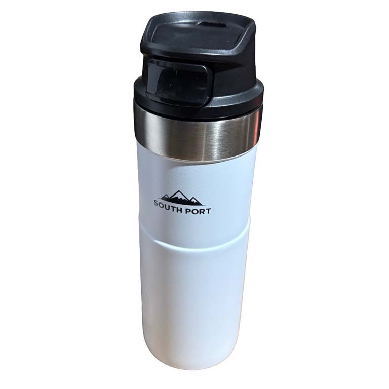 Vaso botella térmico south port 500 ml con tapa de boton blanca
