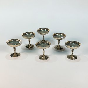 Seis Copas de Metal para Helado con Pie de Dama Vintage - imagen 1