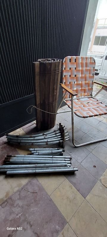 Silla de playa vintage con estructura de madera y asientos tejidos - imagen 6