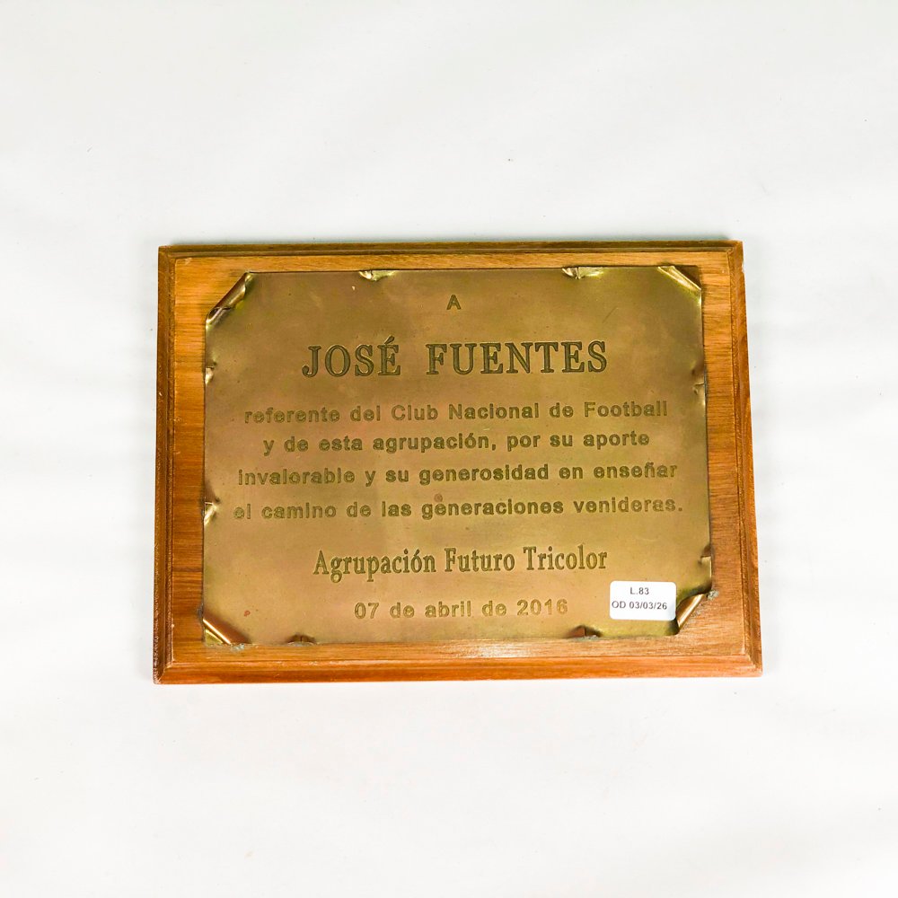 Lote anterior: Placa de reconocimiento del ex presidente José Fuentes