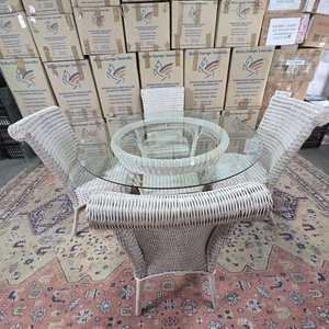 Juego de Comedor de Ratán con Mesa de Vidrio para 4 Personas - imagen 2